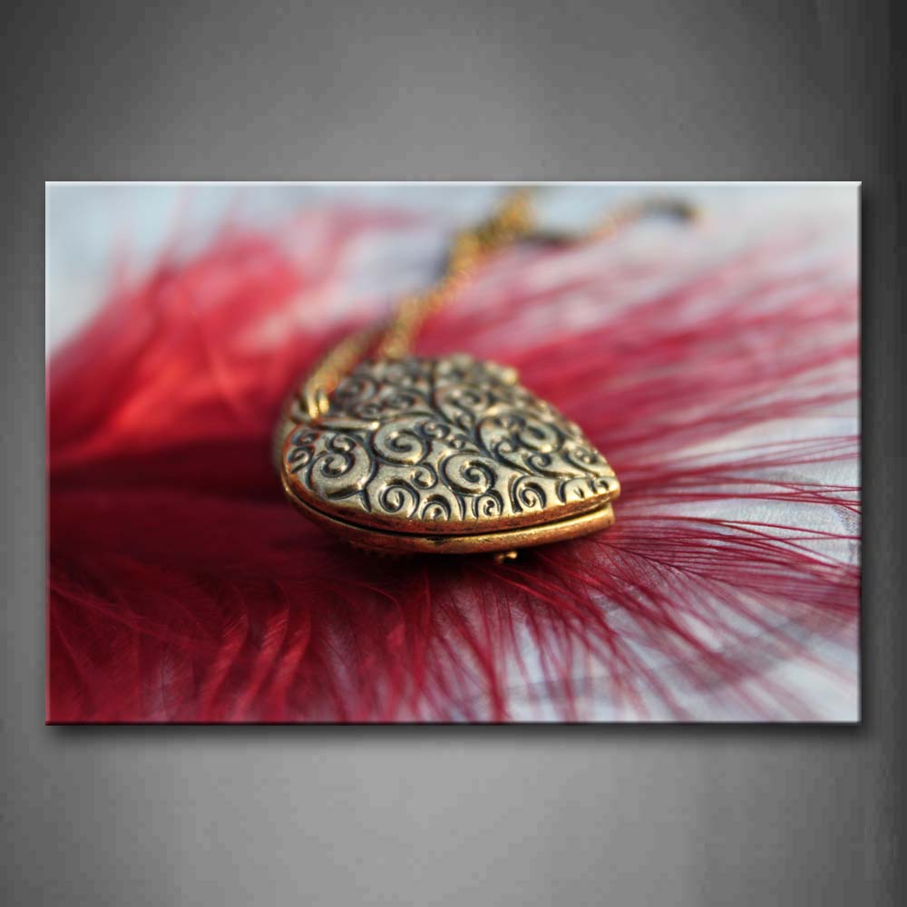 Red Feather And Necklace Wall Art Painting Pictures Print On Canvas Art The Picture For Home Modern Decoration 