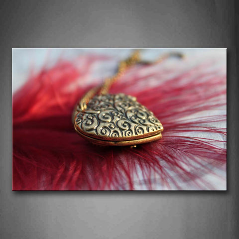 Red Feather And Necklace Wall Art Painting Pictures Print On Canvas Art The Picture For Home Modern Decoration 