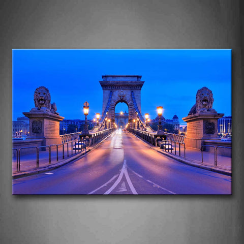 Lions And Path In Chain Bridge Wall Art Painting The Picture Print On Canvas City Pictures For Home Decor Decoration Gift 