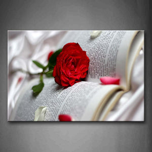 Beautiful Rose On Book Wall Art Painting Pictures Print On Canvas Flower The Picture For Home Modern Decoration 