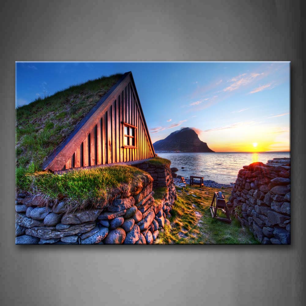 Beautiful Cabin On The Beach Wall Art Painting Pictures Print On Canvas City The Picture For Home Modern Decoration 