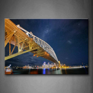Fantastic Night Sky And Bridge Wall Art Painting The Picture Print On Canvas Art Pictures For Home Decor Decoration Gift 