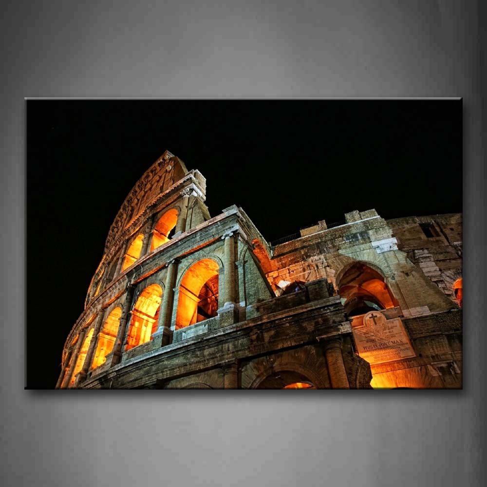 Colosseum Building At Night Wall Art Painting Pictures Print On Canvas City The Picture For Home Modern Decoration 