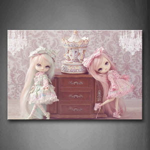 Beautiful Dolls And Wooden Horse Wall Art Painting The Picture Print On Canvas Art Pictures For Home Decor Decoration Gift 