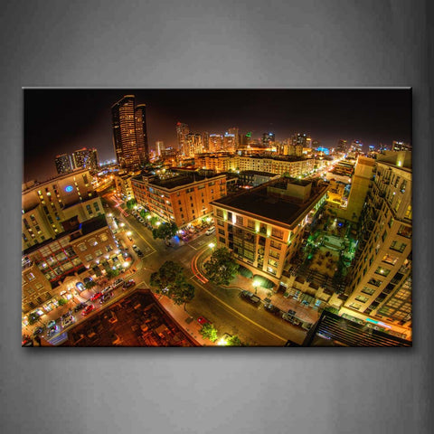 San Diego Street And Building On City At Night Wall Art Painting The Picture Print On Canvas City Pictures For Home Decor Decoration Gift 