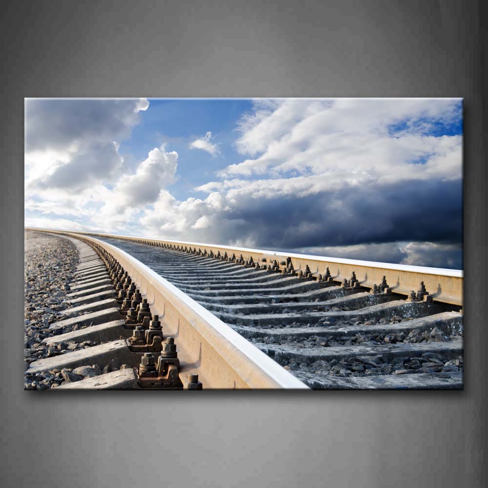 The Long Railroad Under Clouds Wall Art Painting Pictures Print On Canvas City The Picture For Home Modern Decoration 