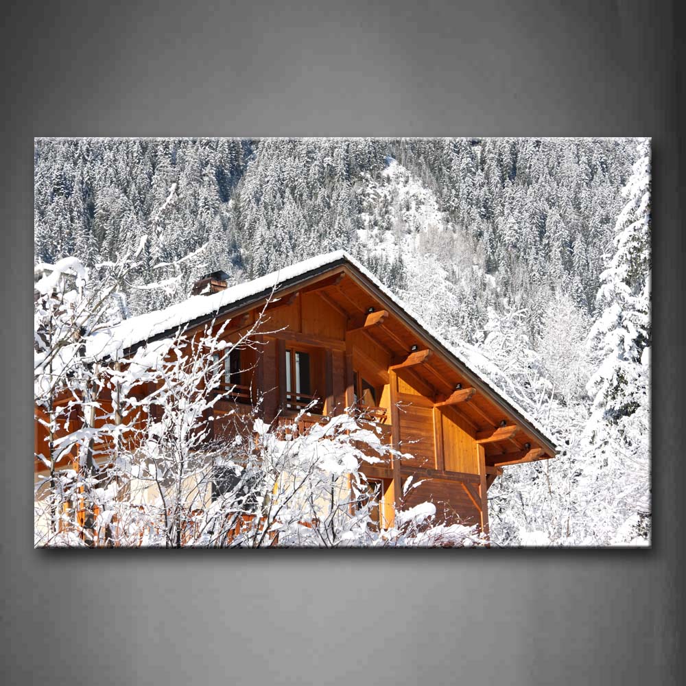 Cabin In White Forest Winter Wall Art Painting The Picture Print On Canvas City Pictures For Home Decor Decoration Gift 