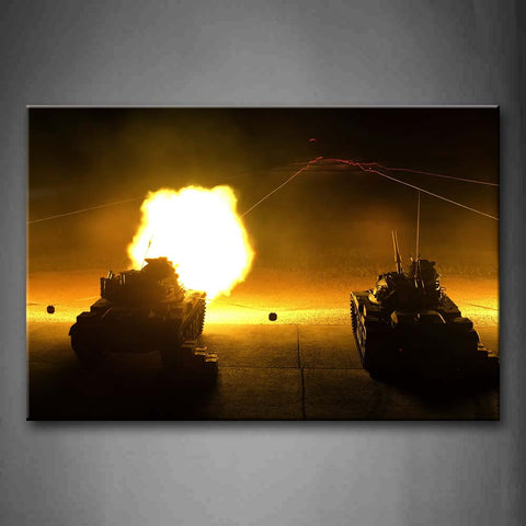 Two Tank Sent Out Bomb At Night  Wall Art Painting The Picture Print On Canvas Aircraft Pictures For Home Decor Decoration Gift 