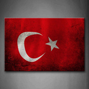 Moon And Star Printed In The Red Flag Wall Art Painting The Picture Print On Canvas Art Pictures For Home Decor Decoration Gift 