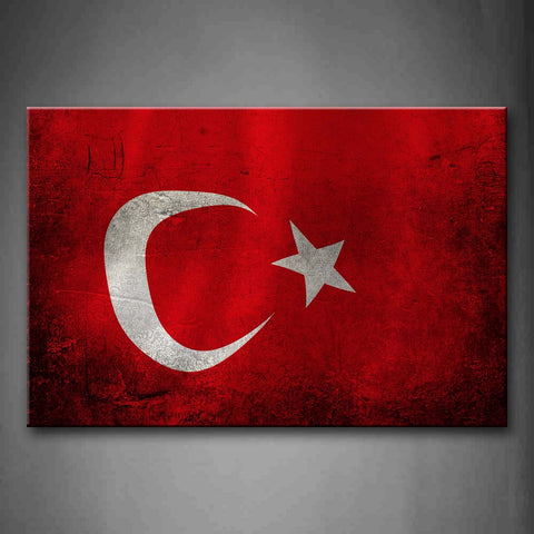 Moon And Star Printed In The Red Flag Wall Art Painting The Picture Print On Canvas Art Pictures For Home Decor Decoration Gift 