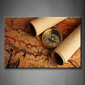 Small Compass On The Complex Map Wall Art Painting Pictures Print On Canvas Art The Picture For Home Modern Decoration 