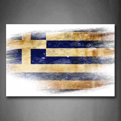 Flag Of Greece In Blue And Golden Wall Art Painting Pictures Print On Canvas Art The Picture For Home Modern Decoration 