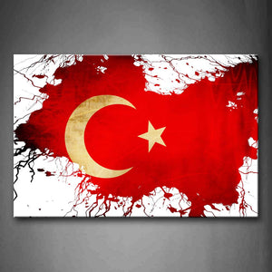 Red Moon And Star In The Flag Of Turkey Wall Art Painting Pictures Print On Canvas Art The Picture For Home Modern Decoration 