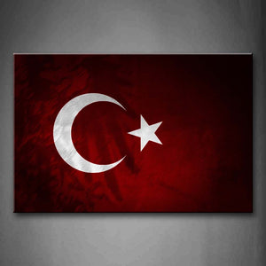 White Moon And Star In The Flag Of Turkey Wall Art Painting The Picture Print On Canvas Art Pictures For Home Decor Decoration Gift 
