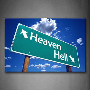 Blue Sign Reads Heaven And Hell Wall Art Painting The Picture Print On Canvas Art Pictures For Home Decor Decoration Gift 