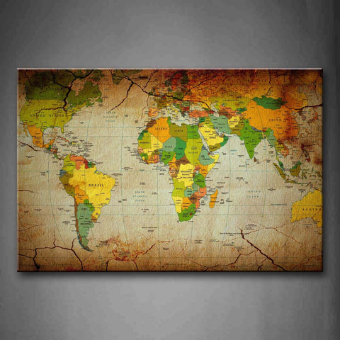 Map Marked In Different Color Looks Clearly  Wall Art Painting The Picture Print On Canvas Art Pictures For Home Decor Decoration Gift 