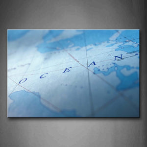 Blue Map Reads Ocean  Wall Art Painting Pictures Print On Canvas Art The Picture For Home Modern Decoration 