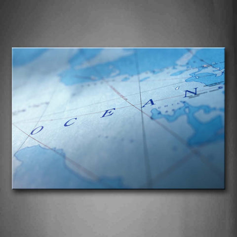 Blue Map Reads Ocean  Wall Art Painting Pictures Print On Canvas Art The Picture For Home Modern Decoration 