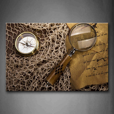 Old Map Campass And Magnifying Glass Wall Art Painting The Picture Print On Canvas Art Pictures For Home Decor Decoration Gift 