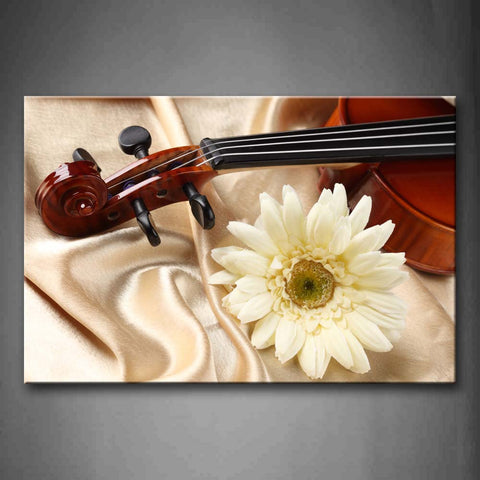 White Flower Violin On White Cloth Wall Art Painting Pictures Print On Canvas Music The Picture For Home Modern Decoration 