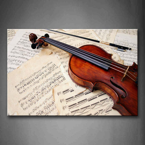 Piece Of Musics And Violin In Brown Wall Art Painting Pictures Print On Canvas Music The Picture For Home Modern Decoration 