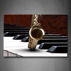 Saxophone On The Piano Keys In White And Black Wall Art Painting The Picture Print On Canvas Music Pictures For Home Decor Decoration Gift 