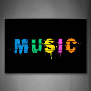 Word Music Letters In Different Color Wall Art Painting Pictures Print On Canvas Music The Picture For Home Modern Decoration 
