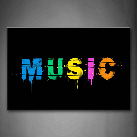 Word Music Letters In Different Color Wall Art Painting Pictures Print On Canvas Music The Picture For Home Modern Decoration 