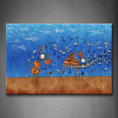 Piano Guitar And Cute Charaters In Water Wall Art Painting The Picture Print On Canvas Music Pictures For Home Decor Decoration Gift 