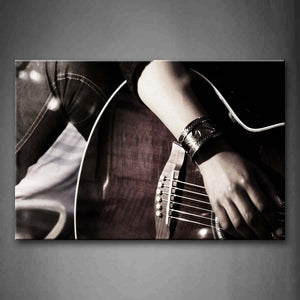 Man Is Operating Chords Of Guitar Wall Art Painting Pictures Print On Canvas Music The Picture For Home Modern Decoration 