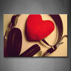 Black Headphone Inserts Into The Heart Wall Art Painting Pictures Print On Canvas Music The Picture For Home Modern Decoration 