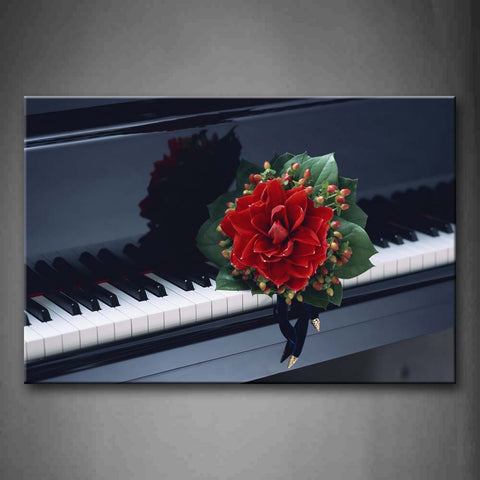 Beautiful Flower In Red On The Piano Wall Art Painting The Picture Print On Canvas Music Pictures For Home Decor Decoration Gift 