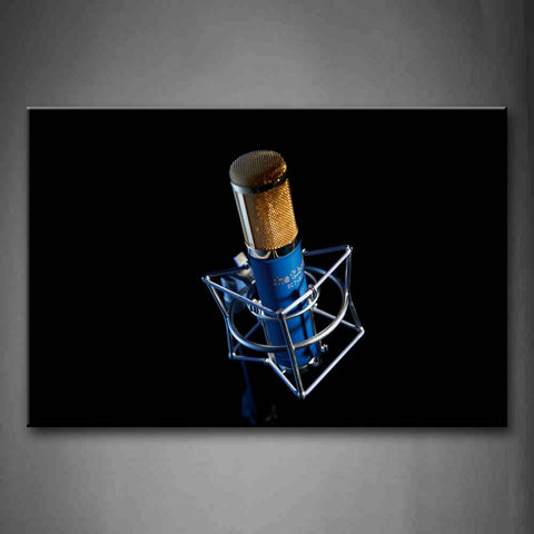 Microphone In Golden And Blue Wall Art Painting The Picture Print On Canvas Music Pictures For Home Decor Decoration Gift 