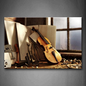 Violin Lean Against Boards In Shabby Room Wall Art Painting Pictures Print On Canvas Music The Picture For Home Modern Decoration 