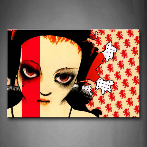 Red Girl Makes Up Pretty And Coquettish Wall Art Painting The Picture Print On Canvas Music Pictures For Home Decor Decoration Gift 