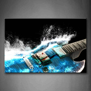 Guitar In Blue And Waves Looks Beautiful Wall Art Painting The Picture Print On Canvas Music Pictures For Home Decor Decoration Gift 