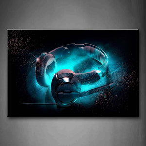 Headphone In Silvery Lies On The Flat Wall Art Painting Pictures Print On Canvas Music The Picture For Home Modern Decoration 