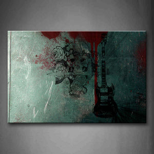 Guitar Girl With Flowers And Red Color In Painting Wall Art Painting Pictures Print On Canvas Music The Picture For Home Modern Decoration 