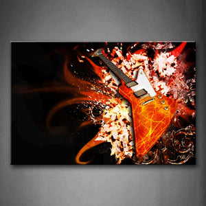 Special Guitar In Orange Wall Art Painting The Picture Print On Canvas Music Pictures For Home Decor Decoration Gift 