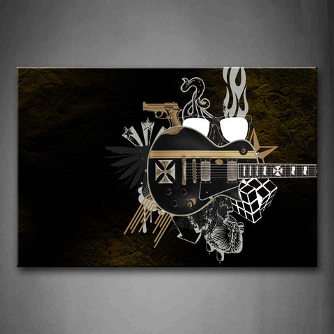 Guitar Magic Cube Gun And Glasses Wall Art Painting Pictures Print On Canvas Music The Picture For Home Modern Decoration 