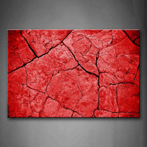 Mud Crack Ground In Red Like Blood Wall Art Painting The Picture Print On Canvas Art Pictures For Home Decor Decoration Gift 