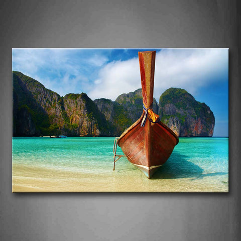Beautiful Scenic And Long Tail Boat Over Water Wall Art Painting Pictures Print On Canvas Seascape The Picture For Home Modern Decoration 