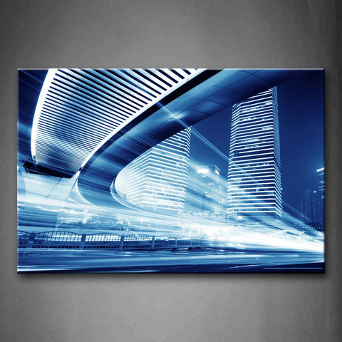 Blue Timelapses And Tall Buildings  Wall Art Painting The Picture Print On Canvas City Pictures For Home Decor Decoration Gift 