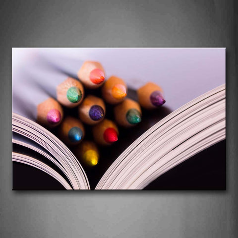 Thick Book And Pencils In Different Color Wall Art Painting Pictures Print On Canvas Art The Picture For Home Modern Decoration 