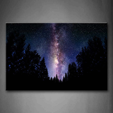 Fantastic Starry Sky And Intensive Trees Wall Art Painting Pictures Print On Canvas Art The Picture For Home Modern Decoration 