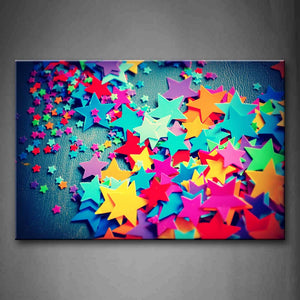Colorful Stars In Different Size Piled Up Wall Art Painting Pictures Print On Canvas Art The Picture For Home Modern Decoration 