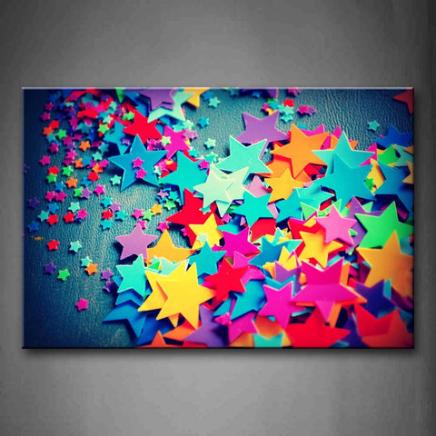 Colorful Stars In Different Size Piled Up Wall Art Painting Pictures Print On Canvas Art The Picture For Home Modern Decoration 