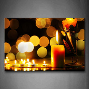 Candles With Bright Flame And Halo Wall Art Painting The Picture Print On Canvas Art Pictures For Home Decor Decoration Gift 