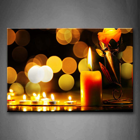 Candles With Bright Flame And Halo Wall Art Painting The Picture Print On Canvas Art Pictures For Home Decor Decoration Gift 