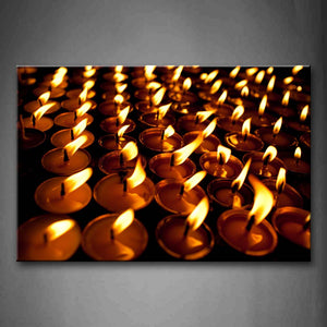 Candles With Bright Flame At Dark Wall Art Painting The Picture Print On Canvas Art Pictures For Home Decor Decoration Gift 
